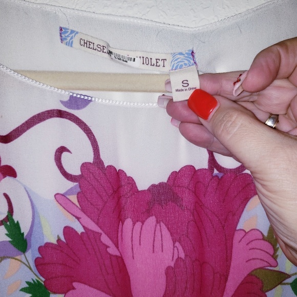 Anthropologie Chelsea & Violet White W Floral Top - Picture 2 of 5